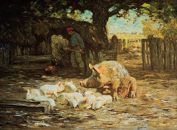 Little White Pigs and Mother, Horatio Walker